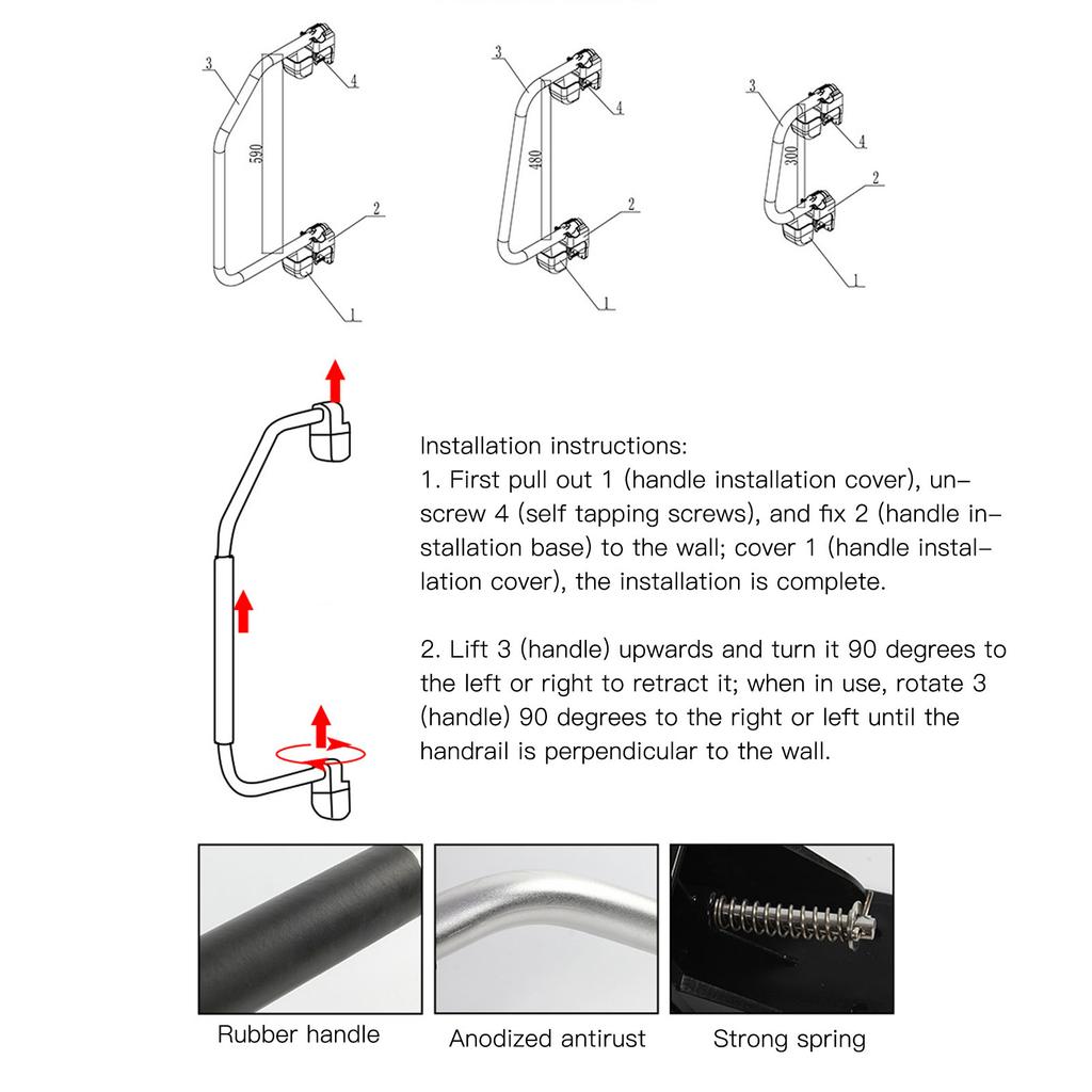 Folding RV Assist Handle with EVA Grip Aluminum Alloy Entry Door Hardware for Caravan Motorhome Trailer Entry Door Assist Bar