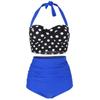 Women's Summer Fashion Casual Polka Dot Print High Waist Split Two-piece Suit  Bikini Swimsuit