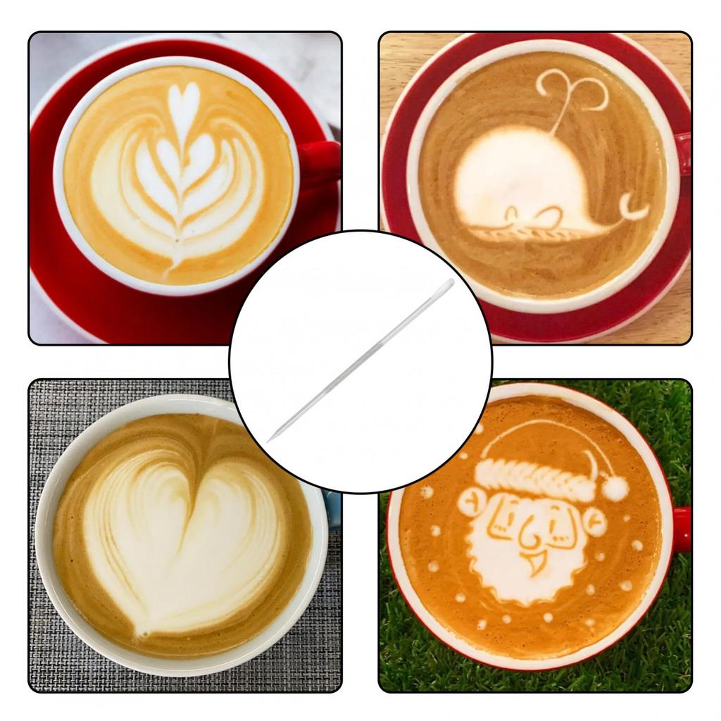 Podpórka na długopis Latte Art ze stali nierdzewnej ozdobiona kawą