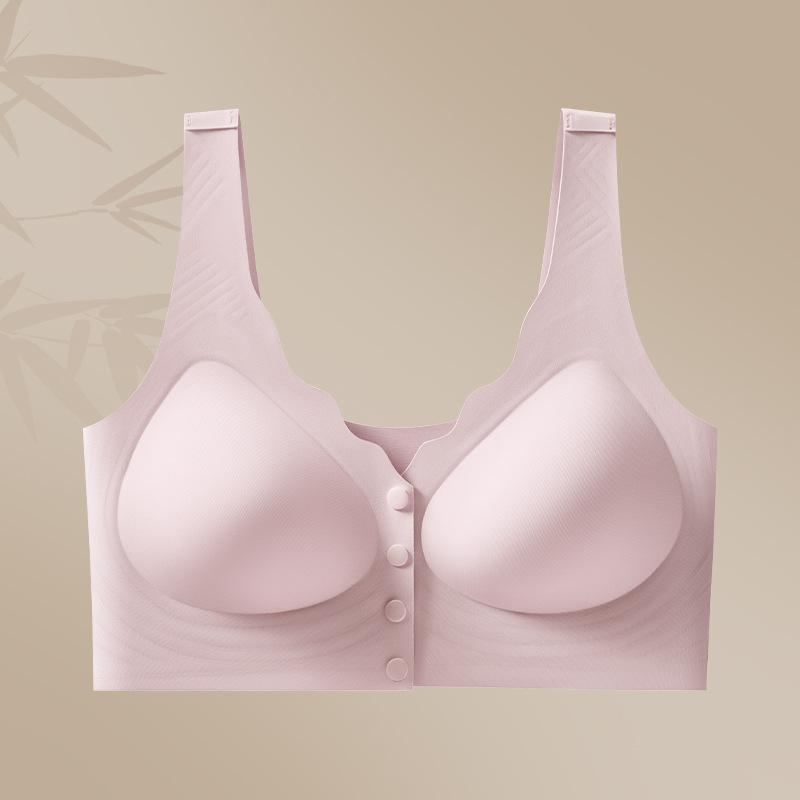 Front Closure V Neck Seamless Wide Strap Bra XL фиолетовый
