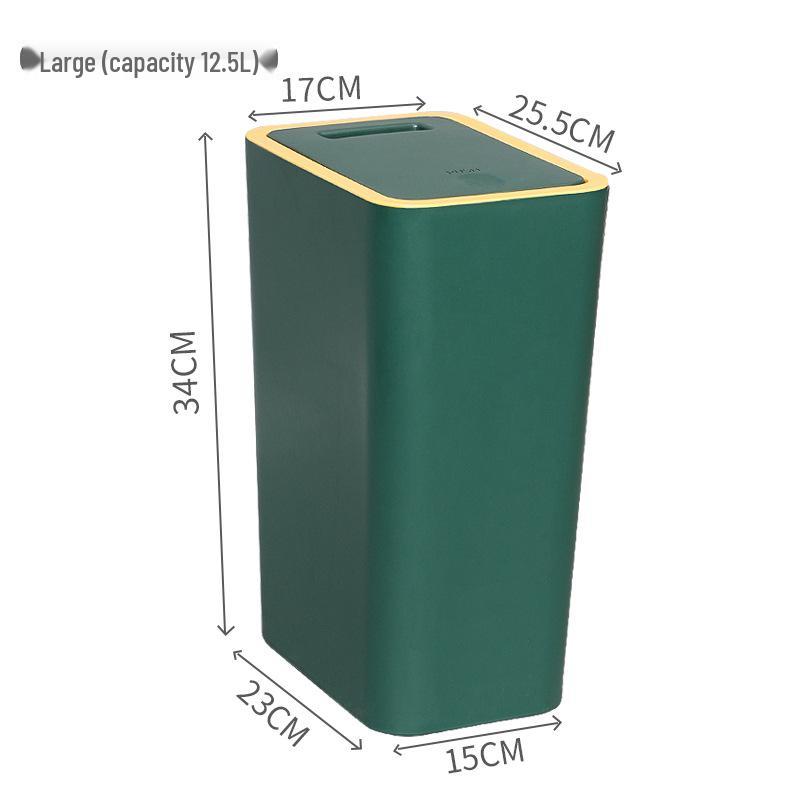 Press-Type Large Capacity Trash Can with Lid for Living Room, Kitchen, Bathroom, or Toilet - Hands-Free Operation
