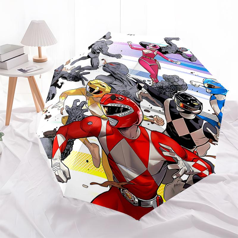

Power Rangers Outdoor Umbrella with Automatic Open/Close Mechanism, Foldable Design, 8-Rib Frame - Perfect for Fans, Travelers, and Daily Us