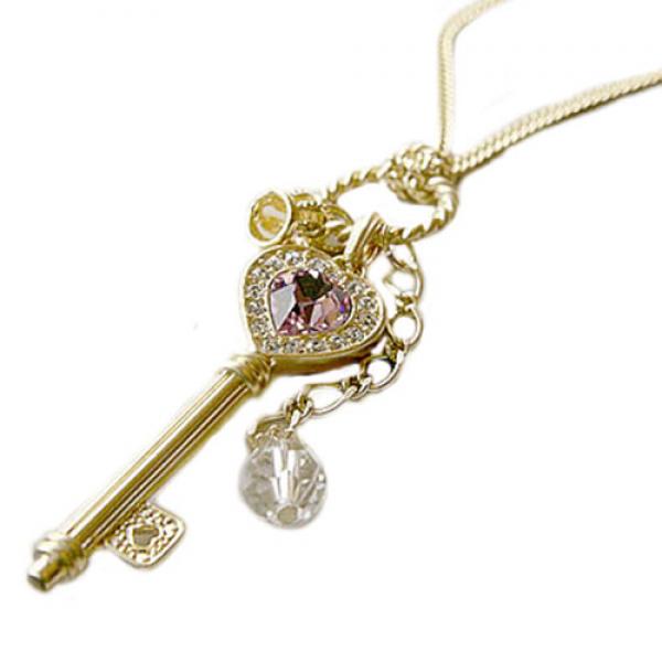 

Женская мода Love Heart Rhinestone Crown Key Длинный свитер Ожерелье