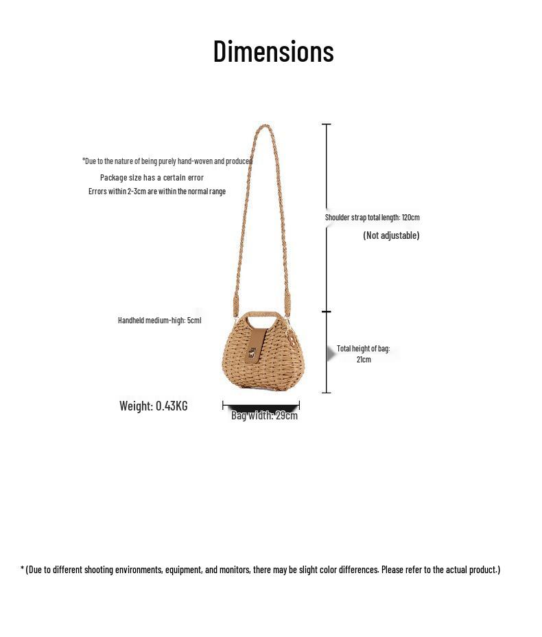 Versatile Handmade Korean Style Women's Straw Crossbody Shoulder Bag