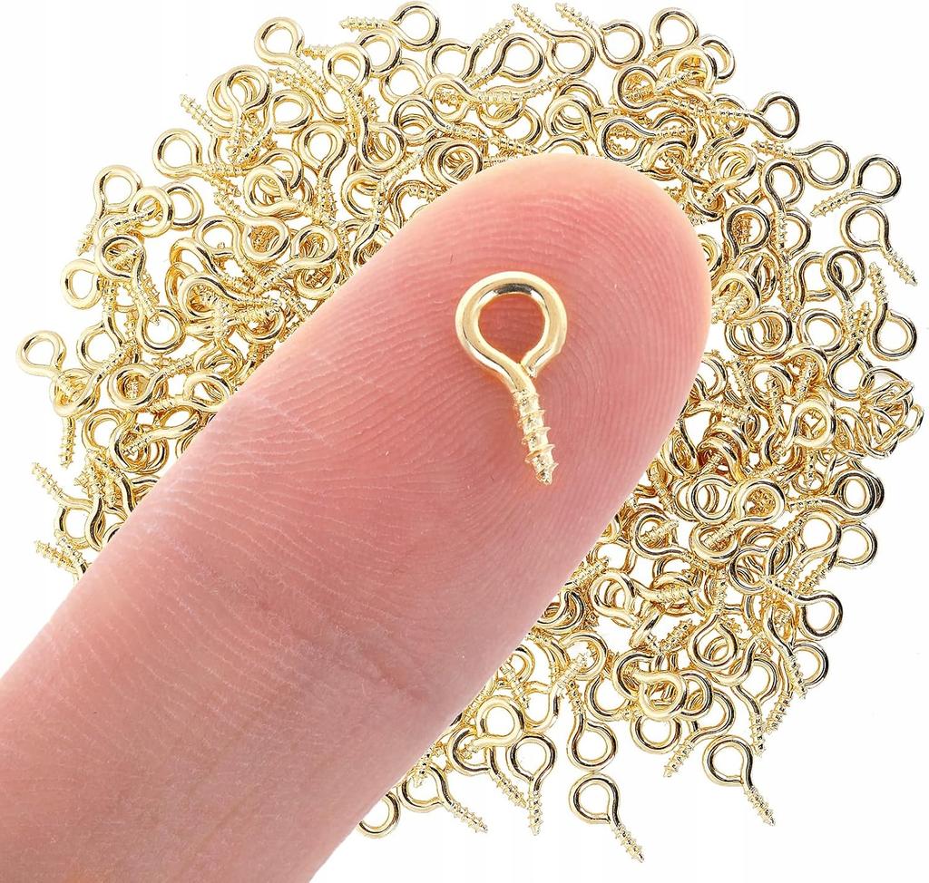 Hooks Screws with Loop for creating jewelry pendants 300 pcs gold 10mm