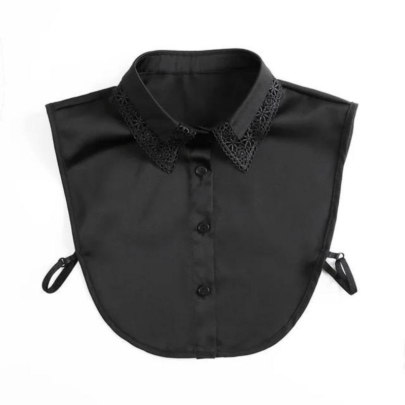 New Women White Lace Fake Collar Vintage Shirt Detachable Collar Front Tie Men Lapel Blouse Top Sweater Cotton False Collars