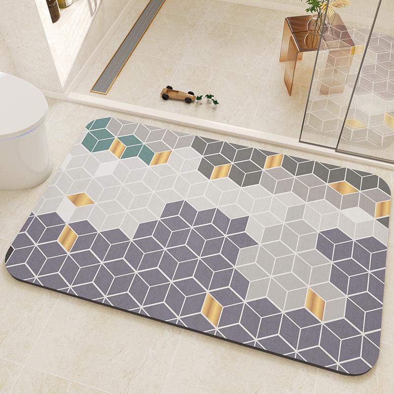 Geometric Diatom Mud Bathroom Mat - Dirt & Wear Resistant, Easy-to-Clean, In Stock