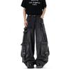 Heavy Deconstruction Streamer Tooling Jeans Men's and Women's Autumn High Street Multi-pocket Ripped Wide-leg Pants