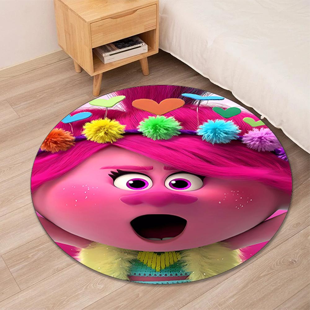 Trolls Printed Round Rug Carpet Chair Rug Area Rug Entryway Doormats,for Office Chair Living Room Bedroom Kitchen Room.