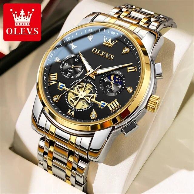 OLEVS 2856 Best Seller Man Watch 24H Moon Phase Chronograph Waterproof Luminous Original Luxury Brand Quartz Wristwatch for Men