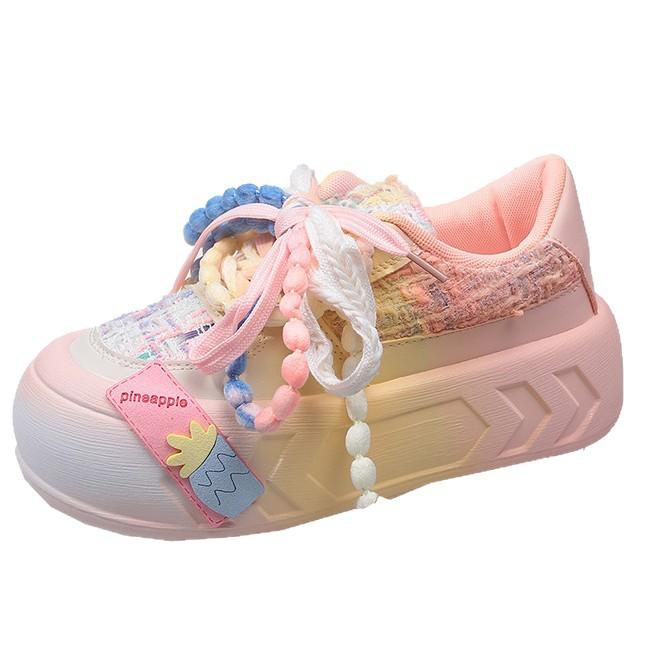 Niche original thick baseplate shoes women's 2025 new student versatile muffin little white shoes sports and leisure big head shoes