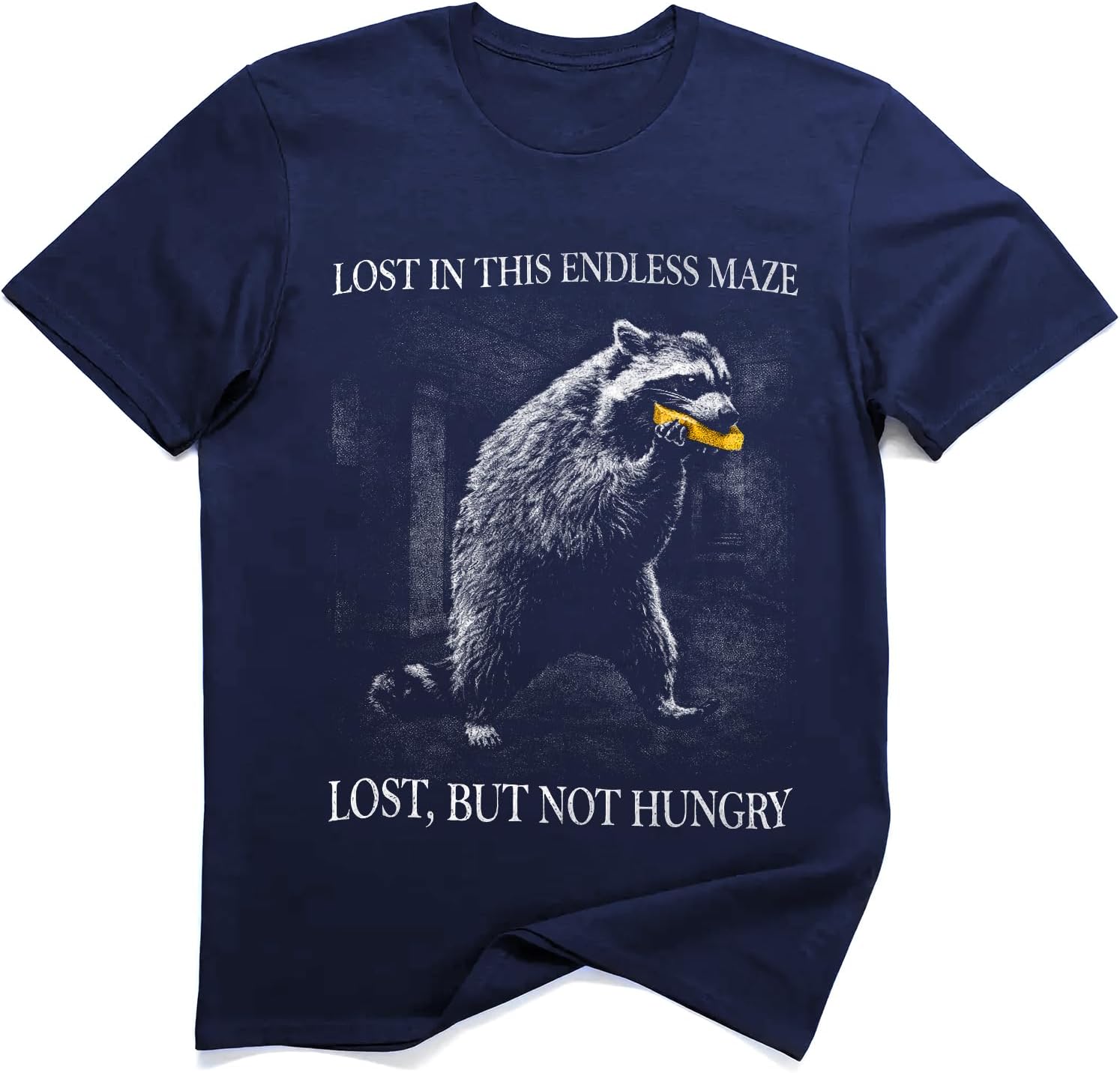 Lost But Not Hungry Funny Trash Panda Raccoon Graphic Tee S