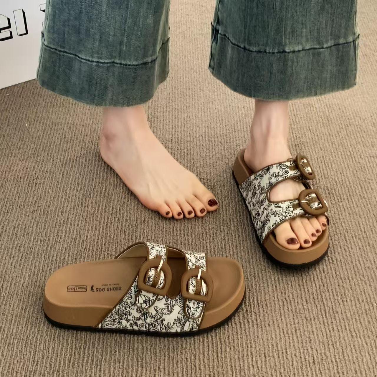 

Fashion Comfortable Soft Wood Women s Slippers Casual Outdoor Fashionable Trendy Floral Pattern Adult Size Quality Chinese Production 35 бежевый