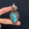 Blue Turquoise, Moonstone Gemstone Pure Copper Wire Wrapped Designer Handmade Pendant Jewelry Gift For Her