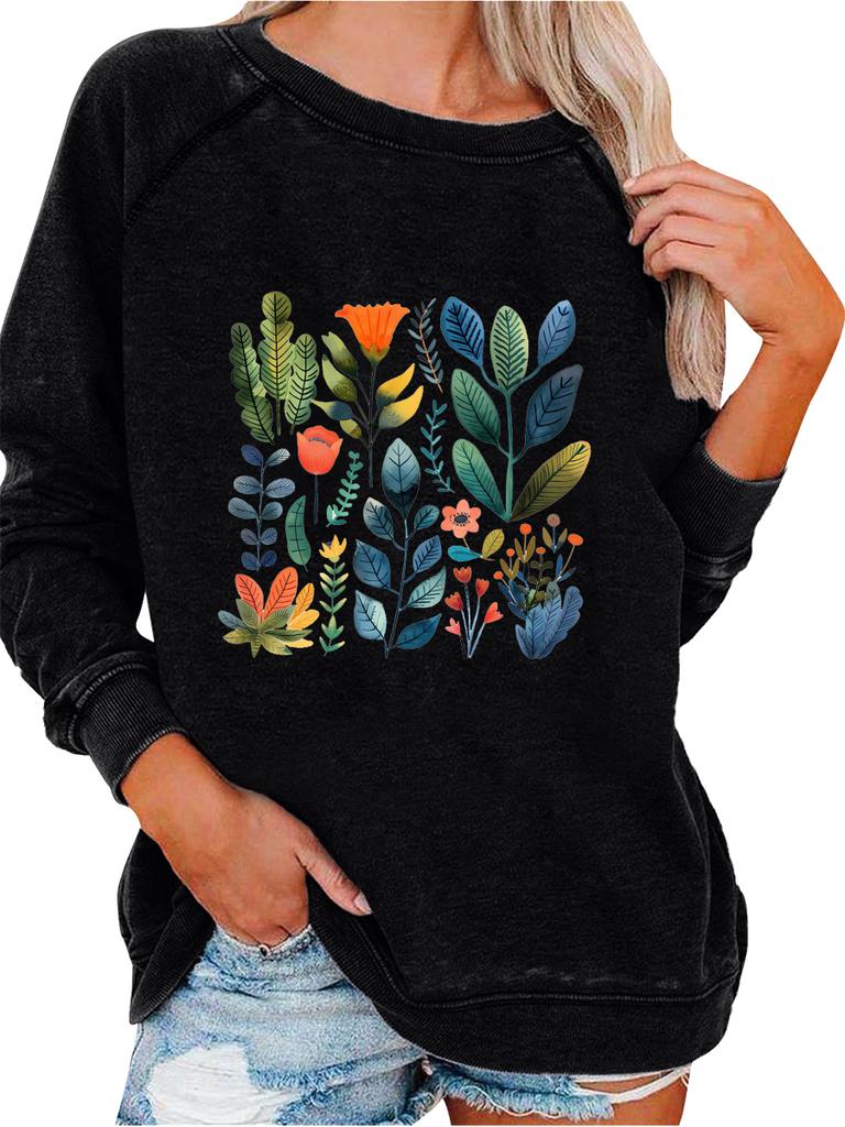 Women's Spring/Fall Sweatshirt Women's Personality Print Top Oversized Pullover Sweatshirt Versatile Sweatshirt