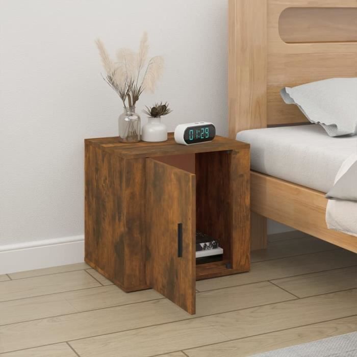 816698 vidaXL Bedside Table Smoked Oak 50x39x47 Cm