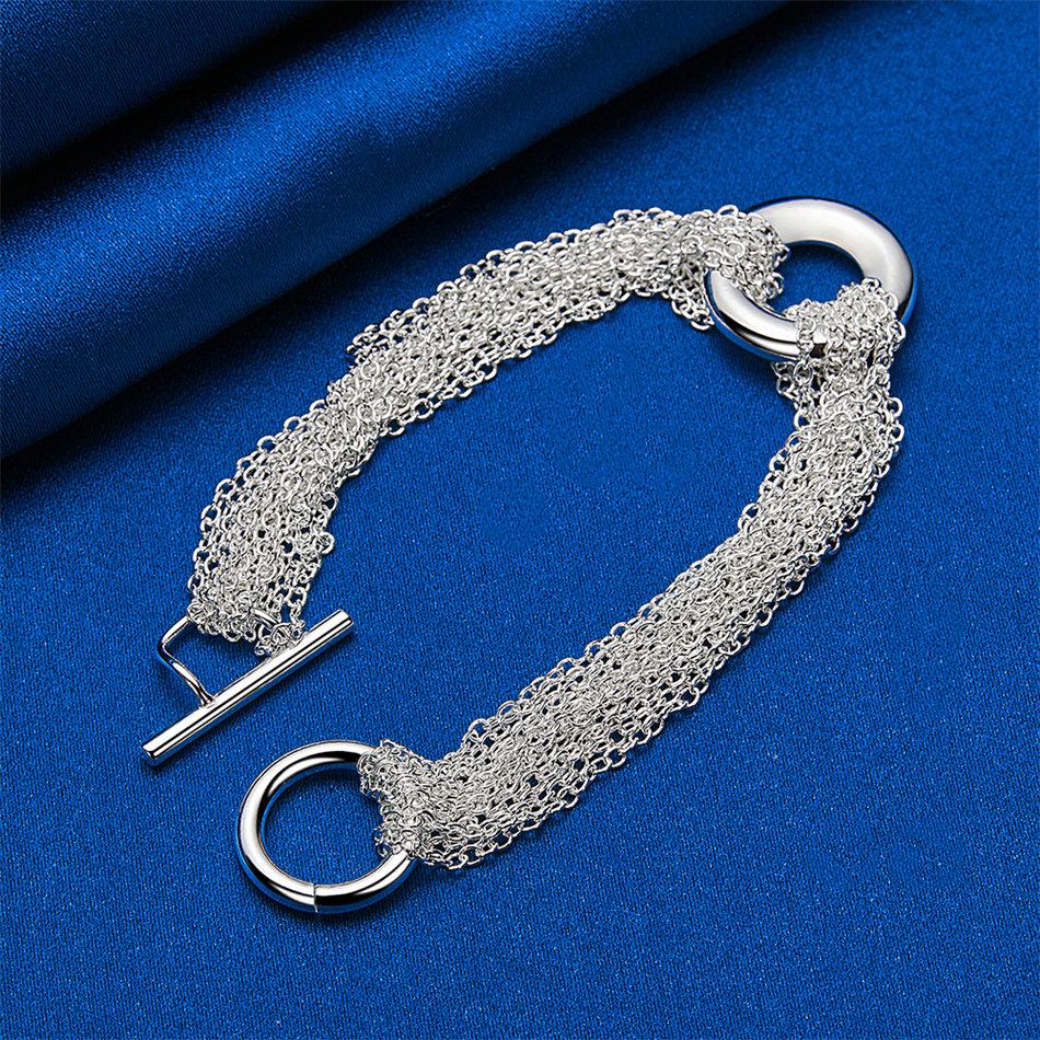 925 sterling silver 8-inch exquisite woven circular bracelet, fashionable men's and women's party jewelry, wedding accessories