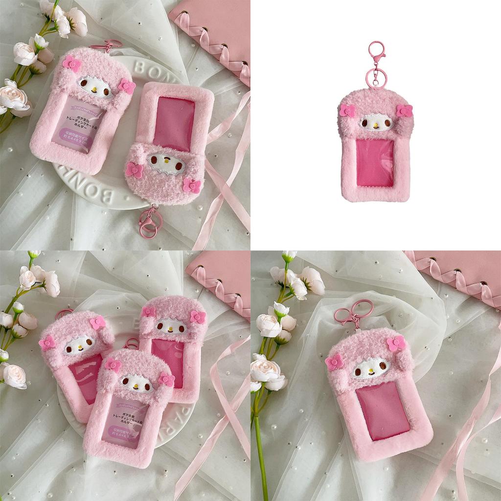 Sheep Soft Plush Card Case With Keychain For Campus Card And Id Organizer