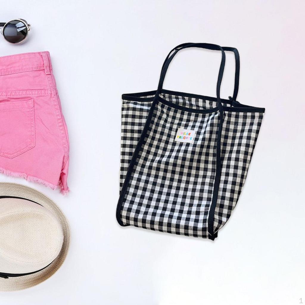 Women Shoulder Bag Checkered Pattern Casual Shopping for Work Outdoor Spring