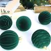 Velvet Christmas Balls Green 12pcs Flocked Christmas Tree Ornaments Assortment for Xmas Tree Holiday Decor