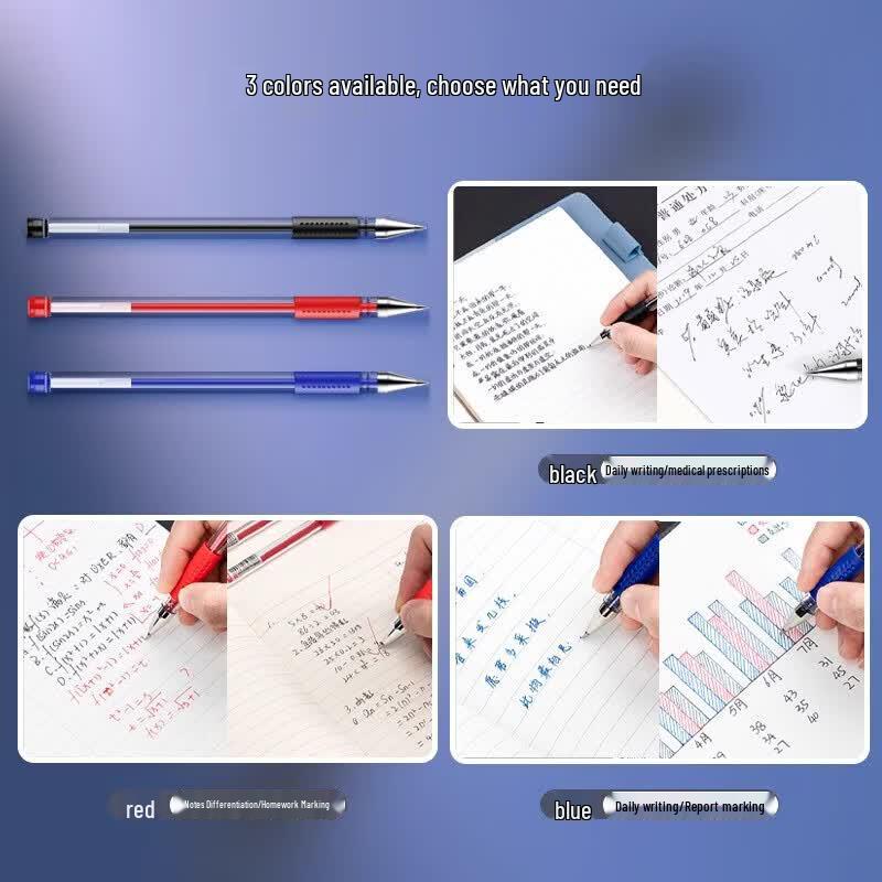 Deli 0.5mm Black Gel Pen, Bullet Tip, 12-Pack