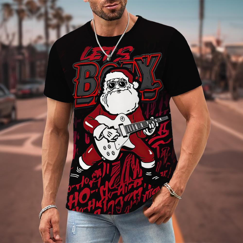 Funny Christmas T-Shirts For Men 3d Hip-Hop Santa Claus Printed Men Tops Fashion Casual Short Sleeved Street Designer Sweatshirt