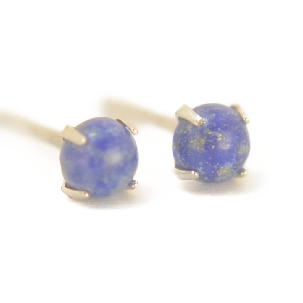 K14WG White Gold Natural Lapis Lazuli Earrings [Sold As a Pair for Both Ears] Lapis Lazuli Earrings White Gold Earrings K14WG K14wg Yokomountain