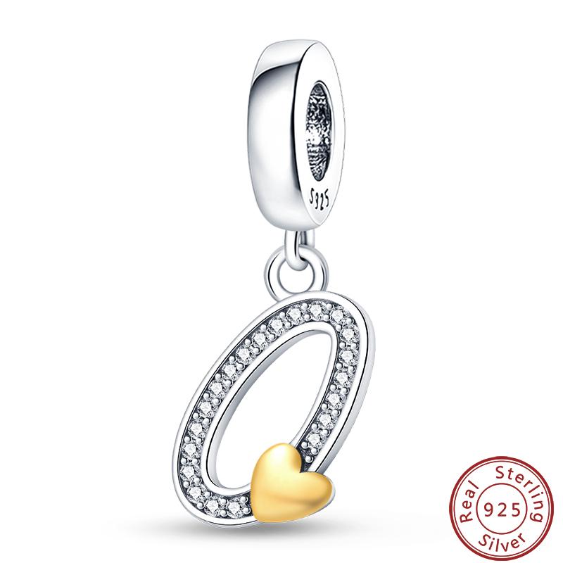 26 English Letter Series Copper Gold Heart-Shaped Design Charms Beads 3Mm Diy Fine Jewelry Making