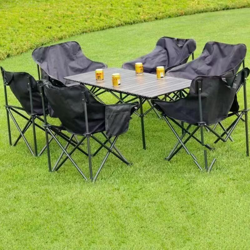OEING Foldable Roll-Up Camping Picnic Table Set