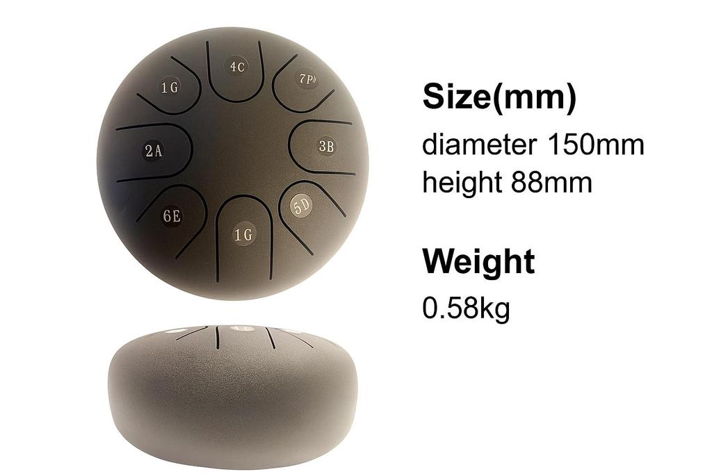 Aiersi Tongue G E 1 Includes Soft Finger Mallets 2x Number and Easy Sheet Ideal for Yoga and Relaxation KG-6 Drum, 6-inch (150mm Diameter), Key