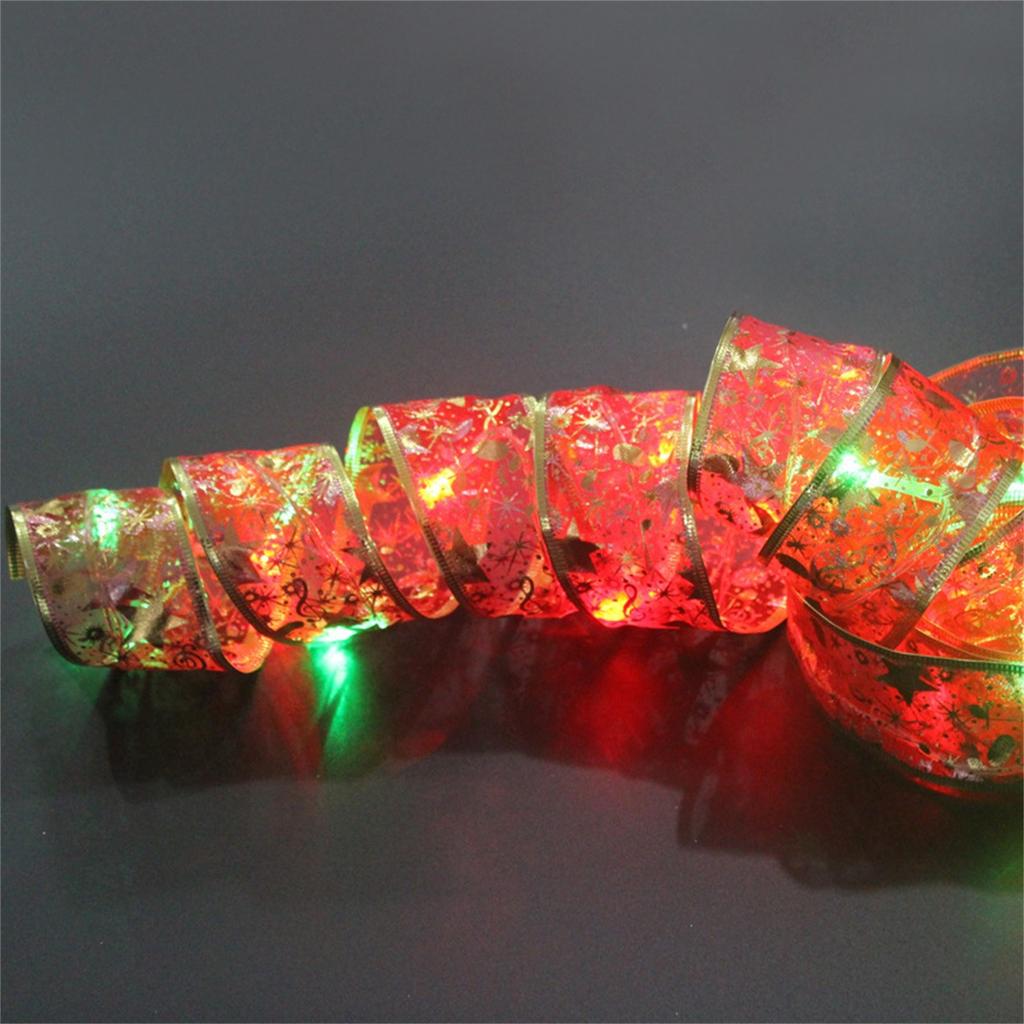 New Year Xmas Christmas Decor Ribbon Lights Double Layer Copper Wire Ribbon Strings Lights For Weddings Christmas Tree Decorations