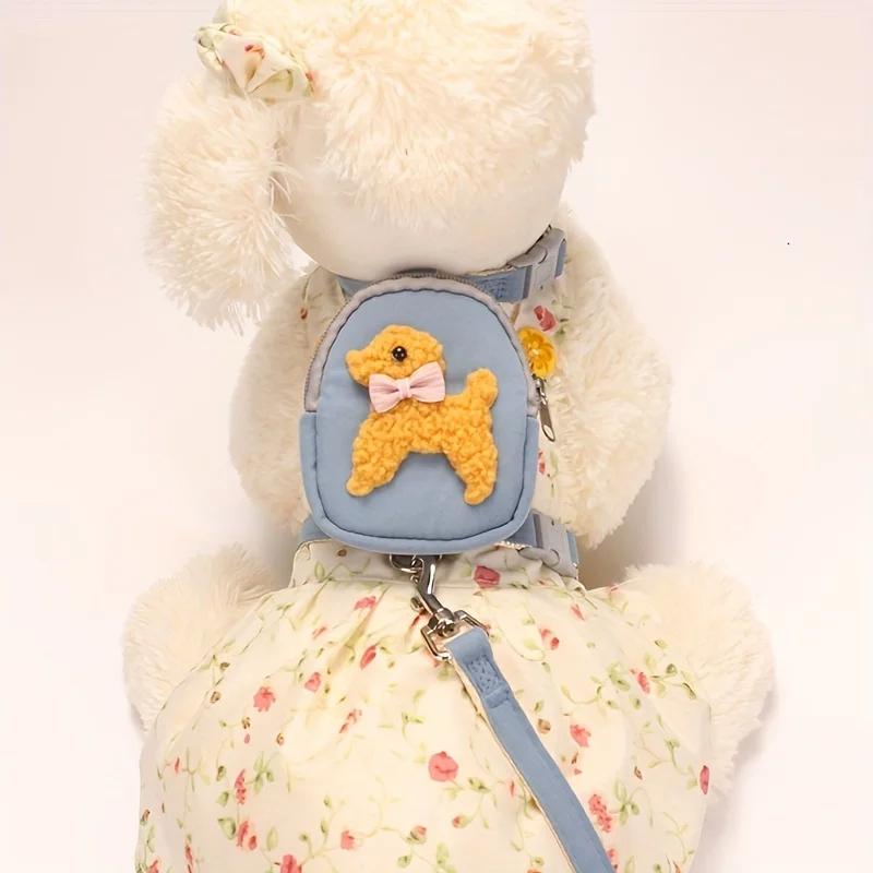 Colete ajustável macio para animais de estimação com mochila e coleira para cães pequenos e médios - perfeito para aventuras ao ar livre e para carregar guloseimas