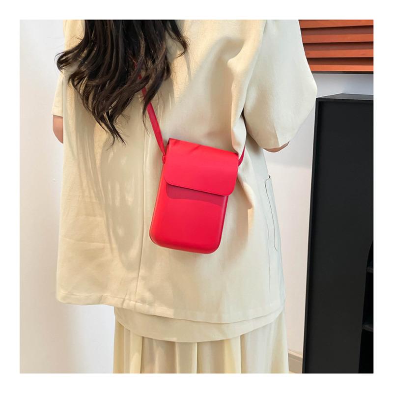 Candy Color Saddle Faux Leather Bag Sweet Small Square Phone Purse for Women CLE