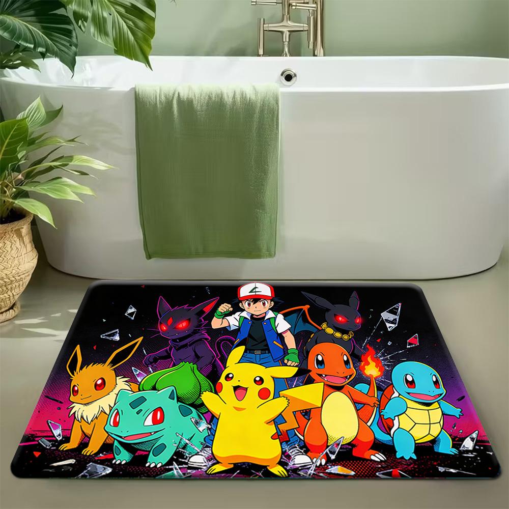 

Pokemon Pikachu & Bulbasaur Riverbank Print Doormat Anti-slip Absorbent Floor Mat for Home Entrance Bedroom Living Room Decor 40cm x 60cm