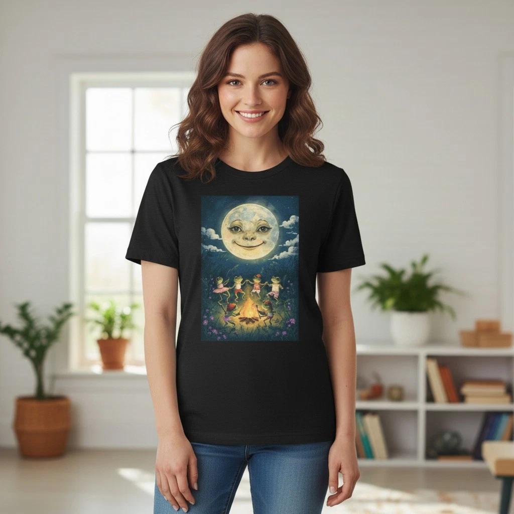 Frog Dance Tee, Funny Amphibian Shirt, Cute Toad Top, Campfire Frogs Graphic Tee S
