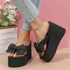 Bowknot Decor Platform Flip Flops for Women Fashion Thick Bottom Wedges Sandals Woman Summer 2025 Super High Heel Beach Slippers