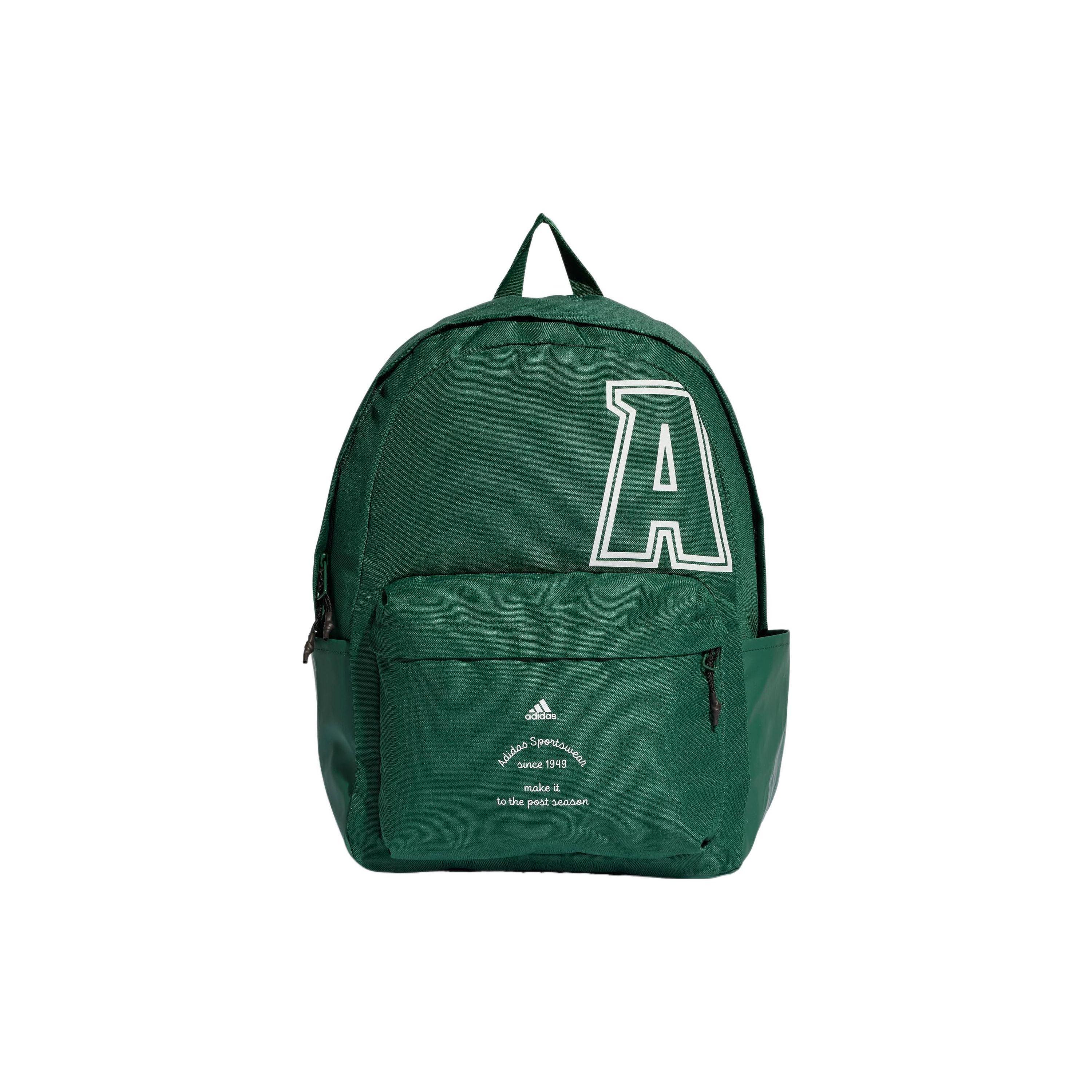Adidas Letter Print Zipper Backpack Women Backpack College-Green Black IK3526 Preppy Green/Black