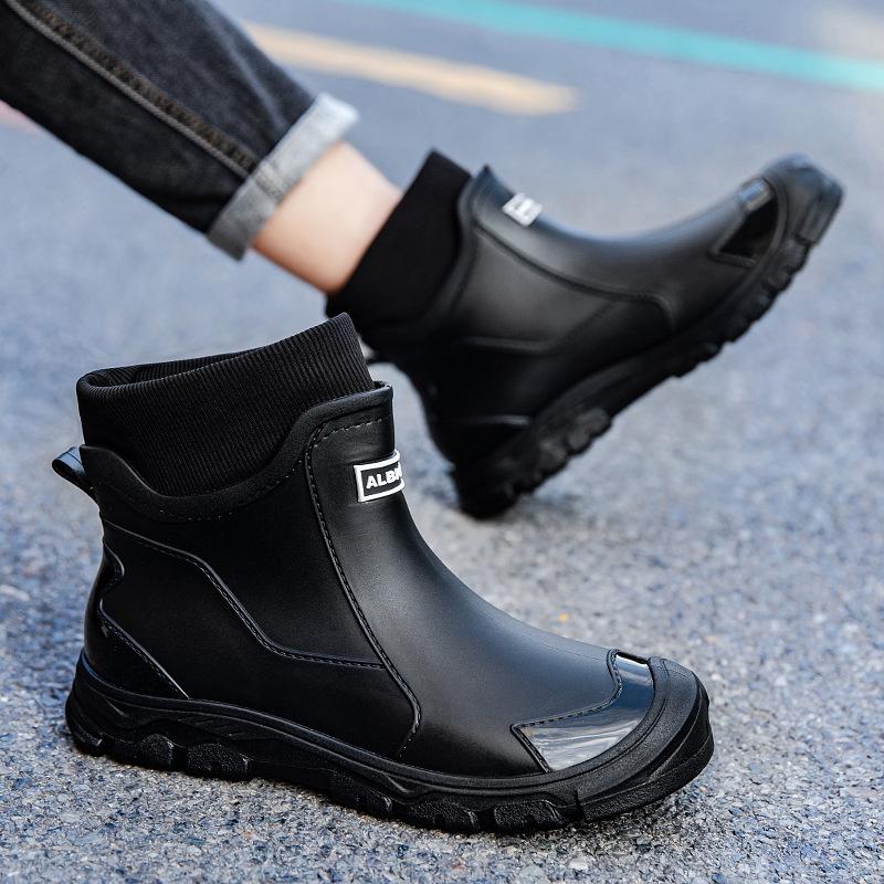 Men's rain shoes fashionable versatile fishing sea shoes thickened wear-resistant comfortable water boots adult four-season rubber shoes
