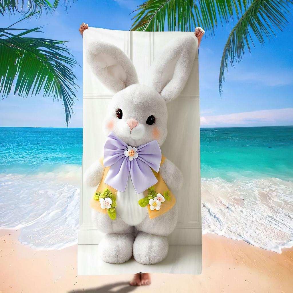 New Easter Beach Towel Festive Party Arrangement Outdoor Beach Towel Microfiber Rabbit