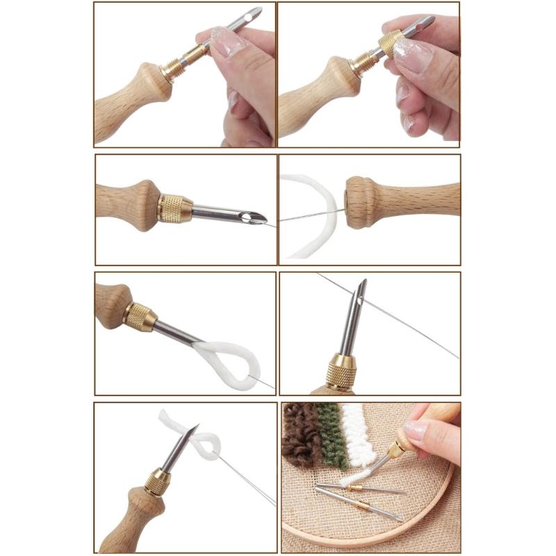 Punch Needle Kit Stitching Punch Needle Set Adjustable Multifunction for Children Adult DIY Crafts Household