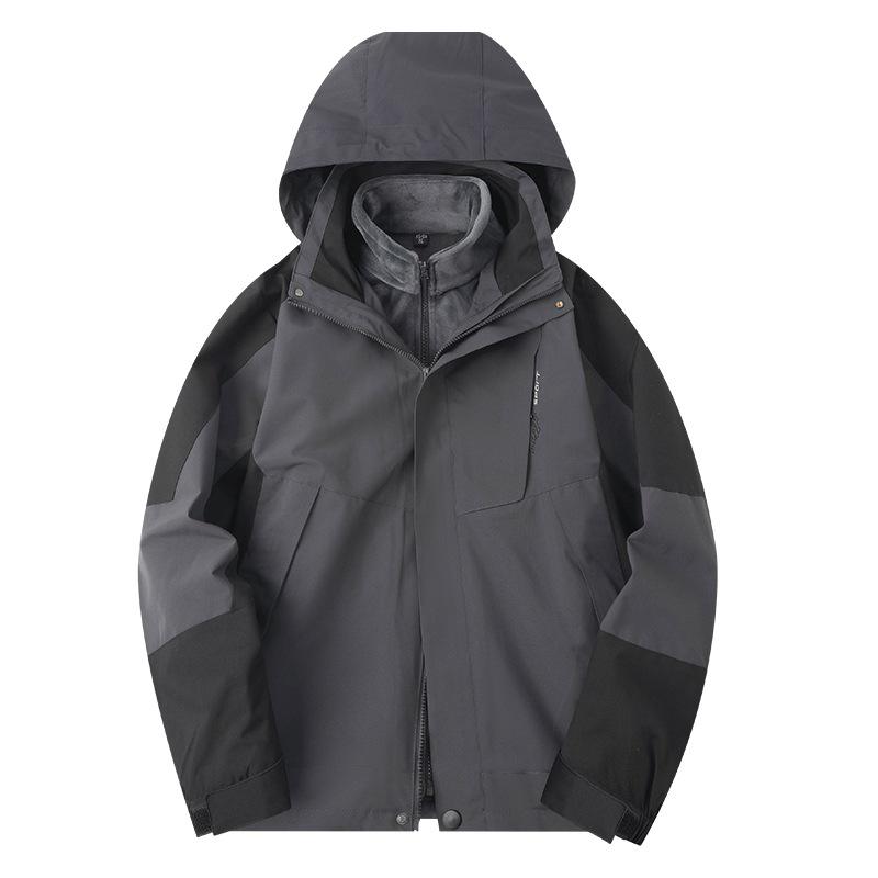 Unisex Větruodolná 3v1 Teplá Bunda Color Block na Podzim a Zimu