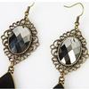 Women Fashion Bohemian Retro Water Drop Cut Out Flower Gemstone Earrings