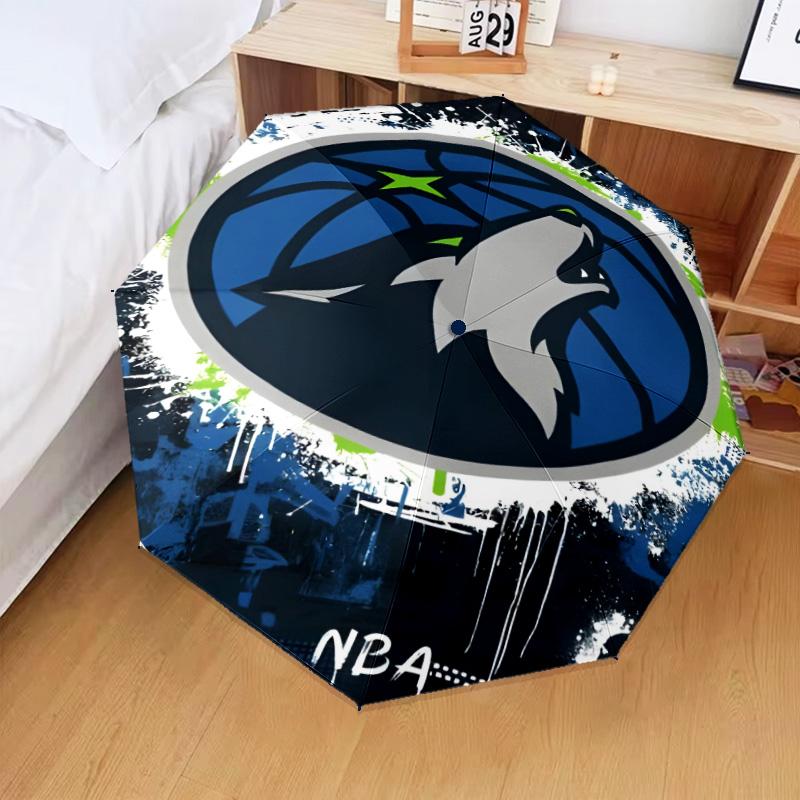 Timberwolves Logo Umbrella Folding Umbrella, Automatic Umbrella 8-Frame for Travel, Camping Use Gift for Halloween Christmas