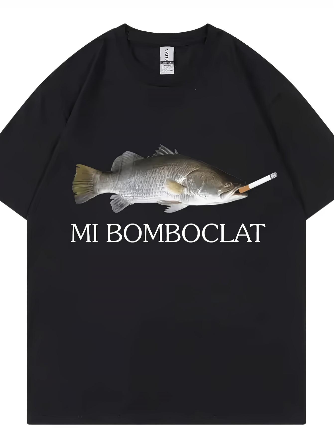 Men S Y2K Graphic T-Shirt | Funny Bomboclat Fish Meme Design XXXL