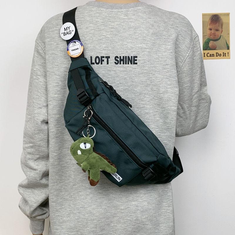 Casual Fanny Pack Japanese Simple Chest Bag Male Trend Personalized Couple Fanny Pack Sports Versatile Panda Pendant Breast Bag