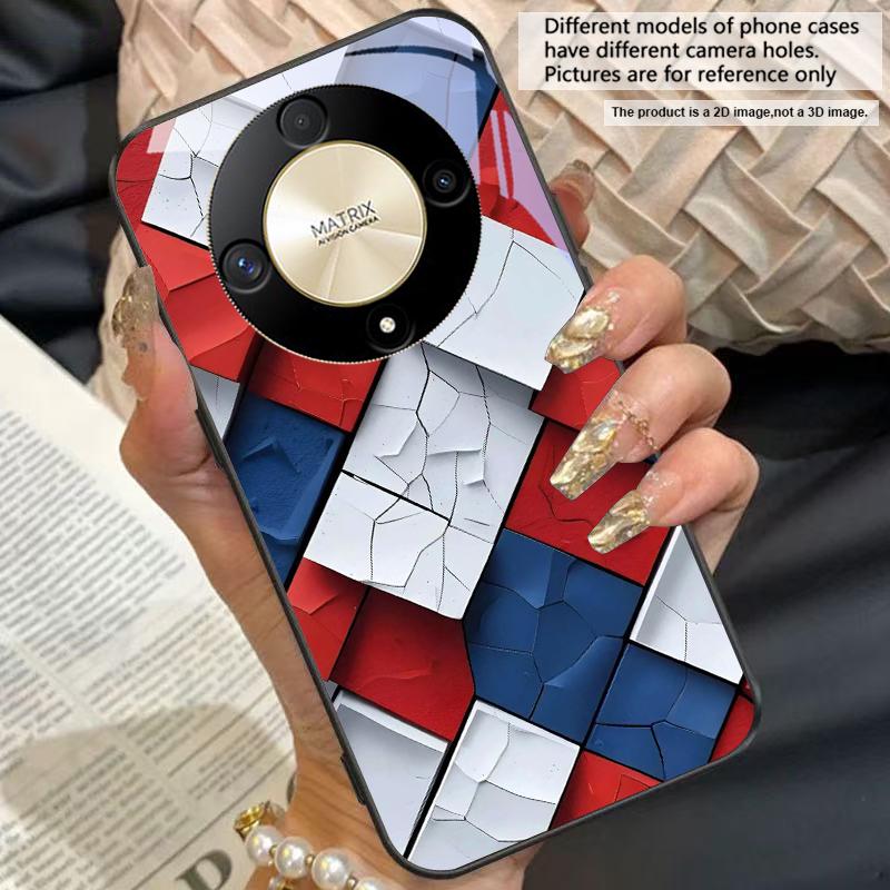 Geometric Form Structure For Honor 50 70 30 90 200 X5 X5b Plus X6 8 4G 9 X9c Smart 30 Max  Magic 4 5 Pro 7 Lite Glass Phone Case