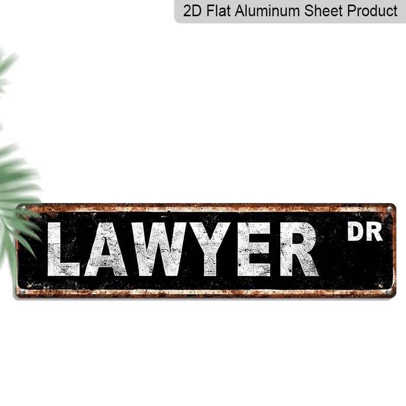 

2D Flat, 1pc, 3.94 X 15.74 Inches Aluminum Decorative Sign -2D Flat, Lawyer Metal Sign Wall Decor - LAWYER DR Text, Rustic UV-Printed Durable 40cm x 10cm