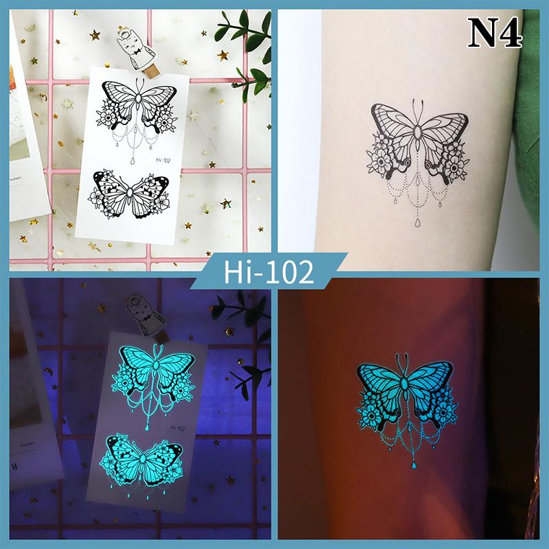 Светящаяся бабочка синяя светящаяся татуировка наклейка кемпинг водонепроницаемая временная татуировка перья одноразовая поддельная татуировка боди-арт
