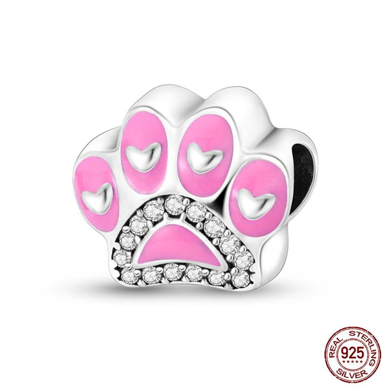 Copper Pink Collection Heart Shape Charm Beads For Brand Original Bracelet Diy Jewelry Gift