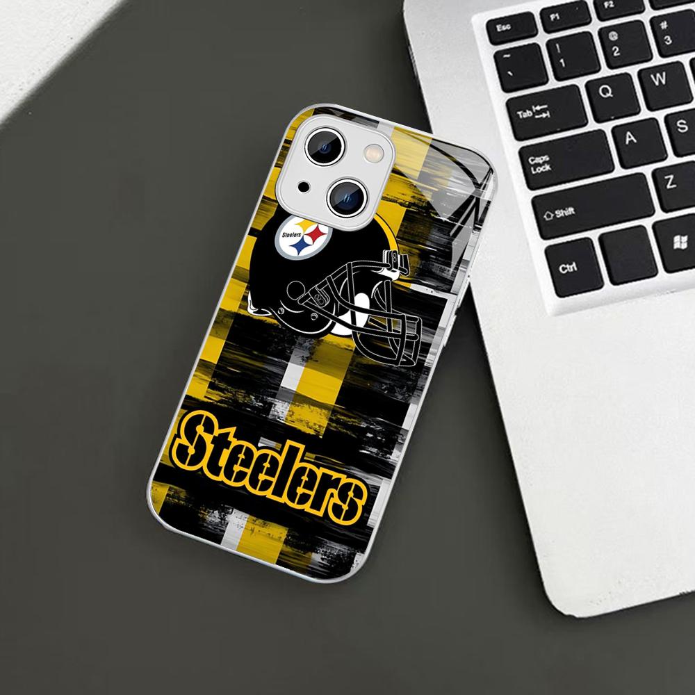 

S-Steelers Team Phone Case For iPhone 14 13 12 Mini 11 Pro XS Max X XR 14 Plus Tempered Glass Cover iphone 13